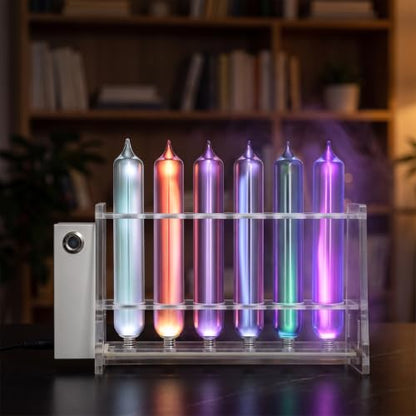 Rare Gas Glow Demonstration Set, 6 Noble Gases (he, Ne, Ar, Kr,xe,n2), with Motorized Stand,for Physics Spectroscopy Education, Desktop Collection & Science Ornament