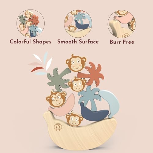 SPEEDY MONKEY Wooden See Saw Balance Game | Monkeys & Palm Trees Playset - color: See Saw Game