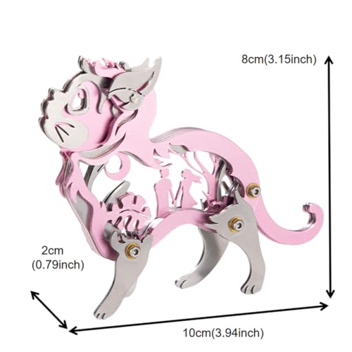 Dream Cat 3D Metal Puzzle, Pink, 37 Pieces - color: Dream Cat Pink