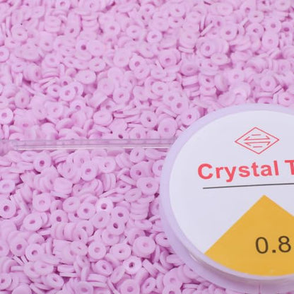4000pcs Light Purple Clay Beads,6mm Heishi Bead Polymer Flat Round Disc Bulk Beads for Jewelry Making,DIY Friendship Bracelet and Necklace Craft - color: Light Purple