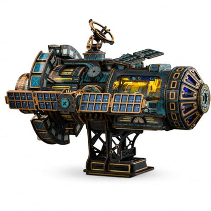 Roroom Mechanical 3D Wooden Puzzles for Adults, 511pcs Wood Building Kit - color: Celestigon Station(black)