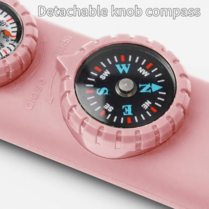 Multifunctional Survival Emergency Whistle for Kids with Compass Hiking Survival, Thermometer & Neck Lanyard | Emergency Safety Gear for Hiking, Camping, Kayaking, Boating, Climbing - color: pink2pcs