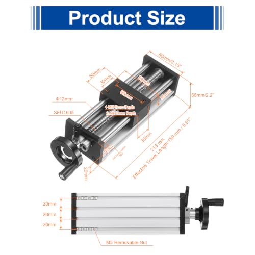 uxcell 150mm Effective Stroke Length Manual Sliding Table - size: 150mm