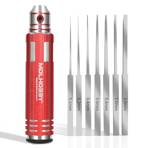 Metal Scribe Tool with 7 Blades (0.1/0.2/0.4/0.6/0.8/1.0/2.0mm) - color: Red