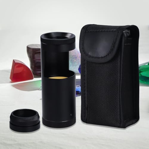 Double Lens Polariscope, Portable Gemstone Polariscope 93mm Lenght with Built-in LED Professional Handheld Polariscope for Optical Properties Tool for Jeweler, Gemologist to Identifies Gemstones