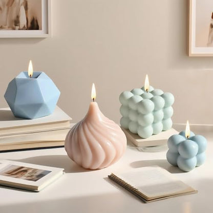 109 PCS 3D Geometric Kits Candle Molds for Candle Making, Bubble Cube Cloud Onion Shape Mould, Silicone Mold for DIY Aromatherapy & Candles Soap Wax Epoxy Resin Casting Craft Supplies Home Decoration