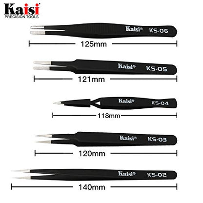 Precision Tweezers Set, Kaisi 12 PCS ESD Tweezer Set, Anti-Static Stainless Steel Tweezers Kit Curved Tweezers for Craft, Jewelry, Electronics, Laboratory Work - size: 12 Pcs
