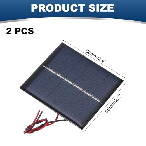 MECCANIXITY 2 Pcs 3V 0.45W 150mA Mini Solar Panels, Small Polycrystalline Solar Cell Panel with 2 Cable for DIY Electric Toy Materials Kits Charger, 60mm x 55mm - style: 3V 0.45W 150mA