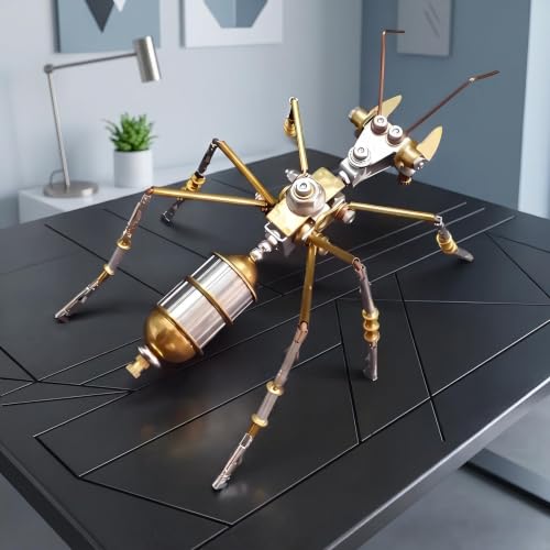 3D Steampunk Mechanical Insect Ant Puzzle Kit - DIY Metal Assembly Model for Adults 160+ Pcs 3-Star Difficulty STEM Craft Unique Desktop Decor Gift for Men Hobbyists (Ant B) - style: Ant B
