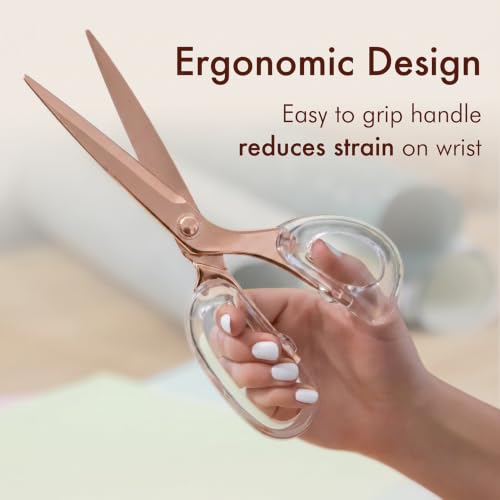 OfficeGoods 9” Stainless Steel Acrylic Scissors, Clear with Rose Gold Metal - color: Clear With Rose Gold Metal