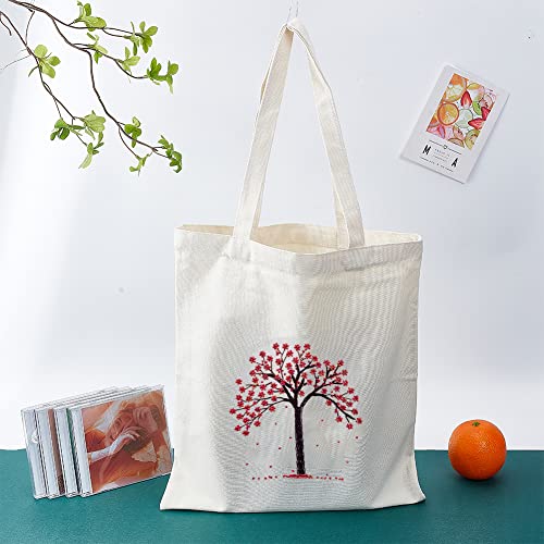 WADORN DIY Tote Canvas Bag Embroidery Kit with Tree Pattern, Tote Bag Needlepoint Starter Kit Personalized Canvas Bag Cross Stitch Kit with Instruction Handmade Bead Embroidery Handbag Sewing Project