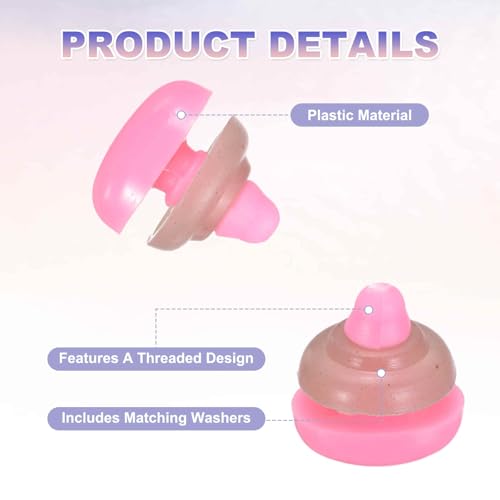 MECCANIXITY 50set 12mm Large Plastic Triangle Safety Noses Pink with Washer for Crochet Stuffed Animal Doll Craft Puppet Plush Toy Bear - color: Pink, size: 12mm