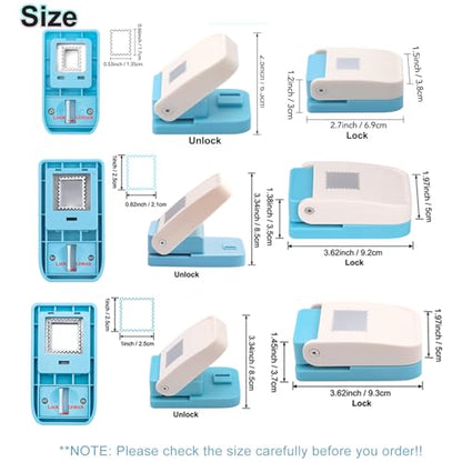 BAOFALI 3Pcs/Set Stamp Punch, 0.6 x 0.5 inch, 1 x 0.8 Inch, 1 inch Rectangular Stamps Punch, Lever Craft Hole Cutter Puncher, Paper Punches for Journaling Crafting DIY Scrapbooking Crafts - color: 1 inch +1 x 0.8 Inch+0.6 x 0.5 inch