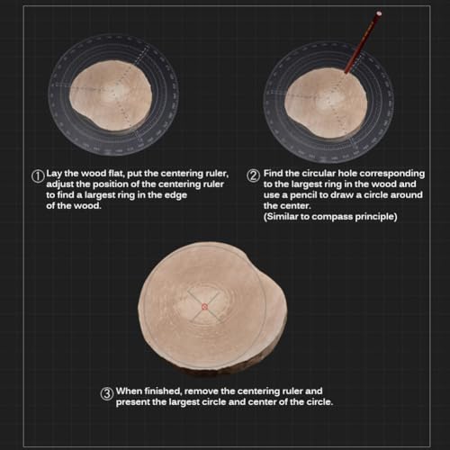 12" / 300mm Round Center Finder Tool Compass Acrylic with Centering Needle for Irregular Shapes, Drawing Circles on Wood, Poster Board, Plastic, Measuring Tools for Wood Lathe, Woodworking, Carpenter
