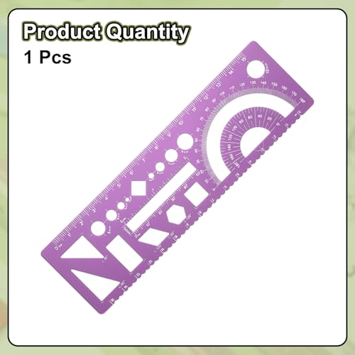 HARFINGTON Multifunctional Geometric Rulers 15cm Metric and SAE Aluminum Straight Edge Protractor Angle Math Measuring Ruler Geometric Drawings Templates for Drawing Drafting, Rose - color: Rose