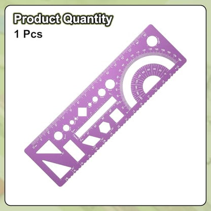 HARFINGTON Multifunctional Geometric Rulers 15cm Metric and SAE Aluminum Straight Edge Protractor Angle Math Measuring Ruler Geometric Drawings Templates for Drawing Drafting, Rose - color: Rose