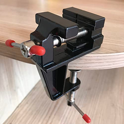 Mini Table Clamp, Small Bench Vice for Jewelers Hobby Clamps Craft Repair Tool Portable Work Bench Vise (mini) (BLACK, MINI 1.4 INCH)