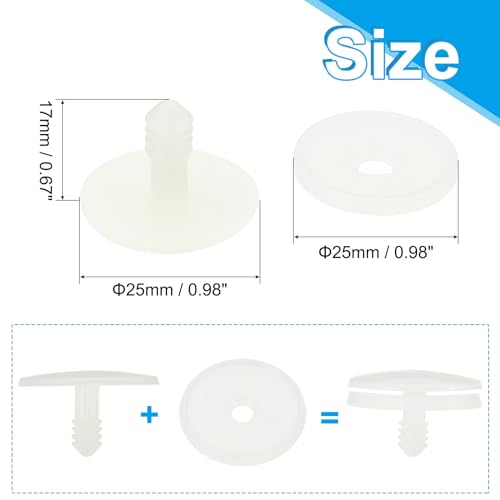 PATIKIL 25mm Doll Joints, 30 Set Plastic Removable Animal Joints Connector Engage Bolt for Bear Limbs Making Head Joints DIY Crafts Accessories, White - size: 25mm
