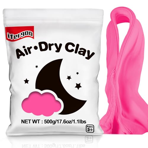 ifergoo 500g Pink Air Dry Clay, 1.1LBS DIY Creative Modeling Clay for Kids - color: Pink/500g