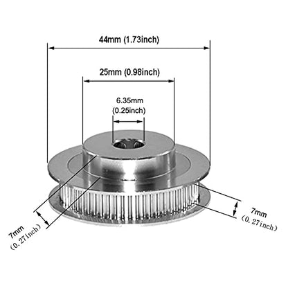 2PCS Set GT2 Synchronous Wheel 20&60 Teeth 6.35mm Bore Aluminum Timing Pulleys with 2PCS Length 200mm Width 6mm Belt (20-60T-6.35B-6) - style: 20-60T-6.35B-6