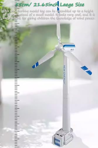 Miracland Wind Turbine Model & Flatbed Trailer Playset, Large Size Wind-up Generator Model Trail Transporter Science Kit