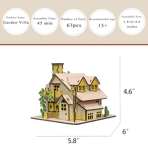 Log Cabin Mini House 3D Wooden Puzzle Building Kit for Adults Teens