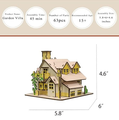 Log Cabin Mini House 3D Wooden Puzzle Building Kit for Adults Teens