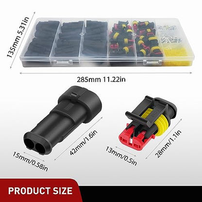 Nilight 200PCS 2 Pin Electrical Connector ‎Plug with Male Female Terminals - size: 2Pin Connector 200Pcs