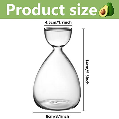 2pcs Small Avocado Seed Starter Vase, Avocado Tree Growing Kit, Avocados Glass Plant Pot Vase Gifts for Gardening Lovers (2pc Avocados vases)