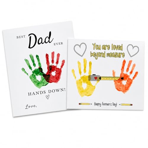 Fathers Day Crafts from Kids - Custom Handprint Set 3, Personalized Best Dad Ever Handprint Kit Family Handprint Craft Keepsake Personalized Fathers Day Dad Gifts from Kids Daughter Son for New Dad - color: Dadhandprintcard