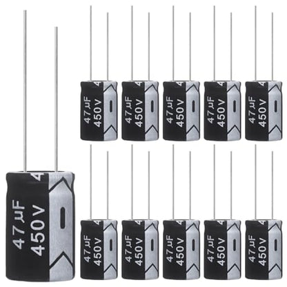 47uF 450V 16x25mm Electrolytic Capacitor 47 UF MFD 450 Volt 0.63x0.98in Aluminum Capacitors (Pack of 10) - style: 47uF 450V 16x25MM