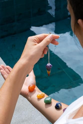 Crystals and Healing Stones Premium Kit Wooden Box - Chakra Stones Healing Crystals Set, Rose Quartz, Amethyst Cluster, Quartz Points, Chakra Pendulum (A Essential Chakra Collection) - color: A Essential Chakra Collection