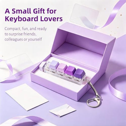 Keyboard Fidget Toy, 5-in-1 Decompression Button Clicker Keychain with Glowing LED, Portable Tactile Sensory Toy, Christmas Stocking Stuffers Gift for Adults Teens, Stress Relief ASMR (Purple) - color: Purple