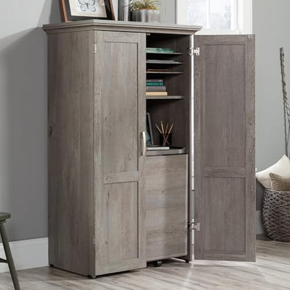Sauder Miscellaneous Storage Craft & Sewing Armoire, L: 35.112" x W: 21.81" x H: 61.58", Mystic Oak - color: Mystic Oak