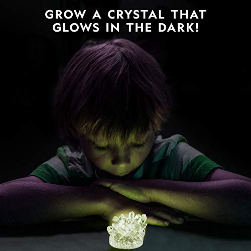 NATIONAL GEOGRAPHIC Glow-in-the-Dark Crystal Growing Lab - DIY Crystal Creation - Includes Real Fluorite Crystal Specimen - color: Glow-in-the-dark Green