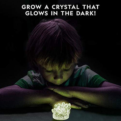 NATIONAL GEOGRAPHIC Glow-in-the-Dark Crystal Growing Lab - DIY Crystal Creation - Includes Real Fluorite Crystal Specimen - color: Glow-in-the-dark Green