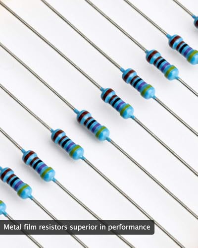 ELEGOO 525 Pcs 1/4W Metal Film Fixed Resistor Kit, 17 Values, ±1% Tolerance