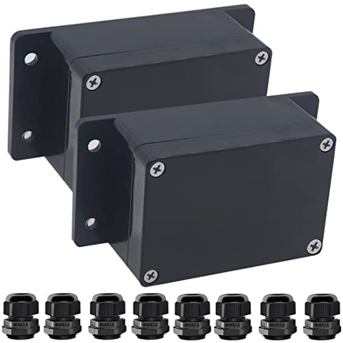 2Packs Junction Box IP65 Waterproof ABS Plastic Electrical Project Case Power Junction Boxes, Project Box with Fixed Ear Black 3.94x2.68x1.97 inch(100x 68 x50 mm) - color: Fixed Ear Design, size: 3.94"x2.68"x1.97"(2Pcs)