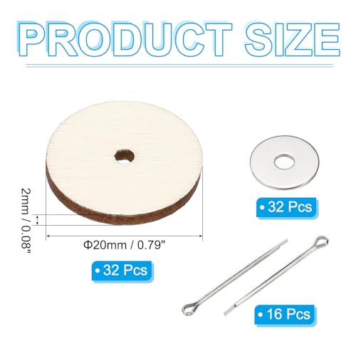 PATIKIL 20mm Doll Joints, 16 Set Removable Cotter Pin Joints Connector and Fiberboard Tray for Bear Limbs Making Head DIY Crafts Accessories - size: 20mm