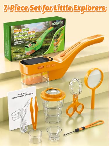 Acoath Microscope for Kids, Bug Catcher, 2.4" IPS Screen Bug Catching Kit - color: Orange