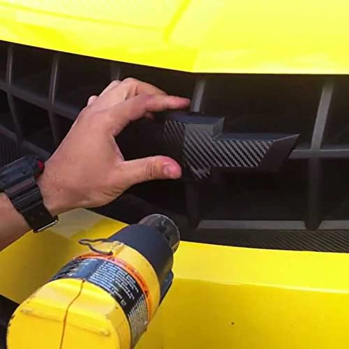 2Pcs 5"x10" Black 3D Carbon Fiber Textured Vinyl Wrap Compatible with Chevy Bowtie Emblem Overlay Matte Sticker Sheet Film Decal Front Rear Free Tool Kit - color: Black