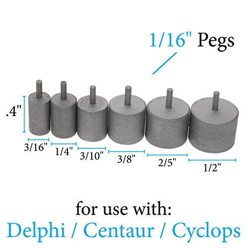 The Beadsmith Wig Jig Delphi Pegs – Wire Elements Small Sizes, 6 Pieces, Nylon with Metal Pins, 3/16, 1/4, 5/16, 3/8, 7/16 & 1/2 Inch Sizes - Used for Making Wire Components & Jewelry Designs - size: Small Pegs, 6 pcs