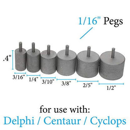 The Beadsmith Wig Jig Delphi Pegs – Wire Elements Small Sizes, 6 Pieces, Nylon with Metal Pins, 3/16, 1/4, 5/16, 3/8, 7/16 & 1/2 Inch Sizes - Used for Making Wire Components & Jewelry Designs - size: Small Pegs, 6 pcs