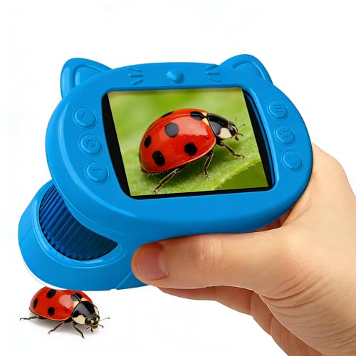 Handheld Digital Mini Microscope for Kids: 1000X 4K 2.4" Microscopes Toys - color: Blue
