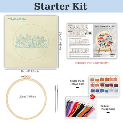 Full Range Embroidery Kit for Adult, Green Plant Pattern Embroidery Kit for Beginners Include Embroidery Cloth Hoops Threads for Craft Lover Hand Stitch with Embroidery Skill Techniques (Plant) - color: Plant