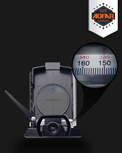 AOFAR AF-4074 Military Compass for Hiking,Lensatic Sighting Waterproof,Durable,Inclinometer for Camping,Boy Scount,Geology Activities Boating - color: Black