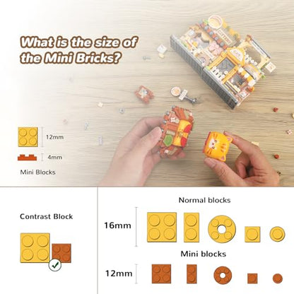 Street View Cute Cat Shop Mini Building Blocks, MOC Creative Building Toys Cute Animals Building Set for Girls 6-12, Simulation Architecture Construction Toy, Gift Idea for Kids Adults (917 PCS) - style: Cat Shop