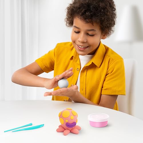 Hey Clay 15 Cans Set - Colourful Modelling Kids Air-Dry Clay 15 Cans with Sculpting Tools and Fun Interactive Instructions for Children Age 3+ (Ocean) - color: Ocean