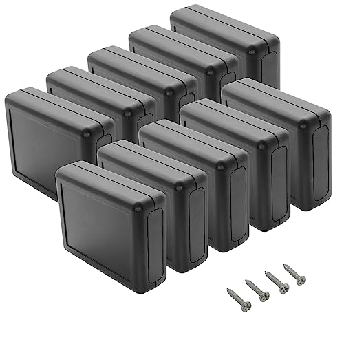 LeMotech Project Box 10 Pieces ABS Plastic Electrical Project Case Small Junction Box for Electronics Black 3.5 x 2.8 x 1.1 inch (90 x 70 x 28 mm) - size: 3.5" x 2.8" x 1.1"(10pc)