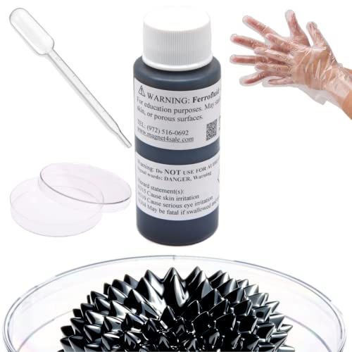 CMS MAGNETICS - (2oz Kit) Ferrofluid Science Experiment Kit for Education in Magnetism - Includes: 2 Fluid Ounce (59mL) Bottle of Ferrofluid, Gloves, Pipette, Petri Dishes - size: 2 fluid oz (59mL), style: Basic Fluid Kit